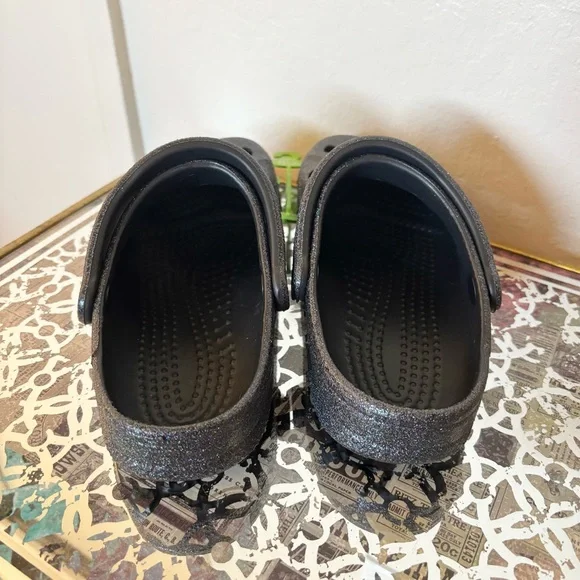 Crocs Baya Black Multi-Glitter Clogs NWOT - Picture 4 of 5